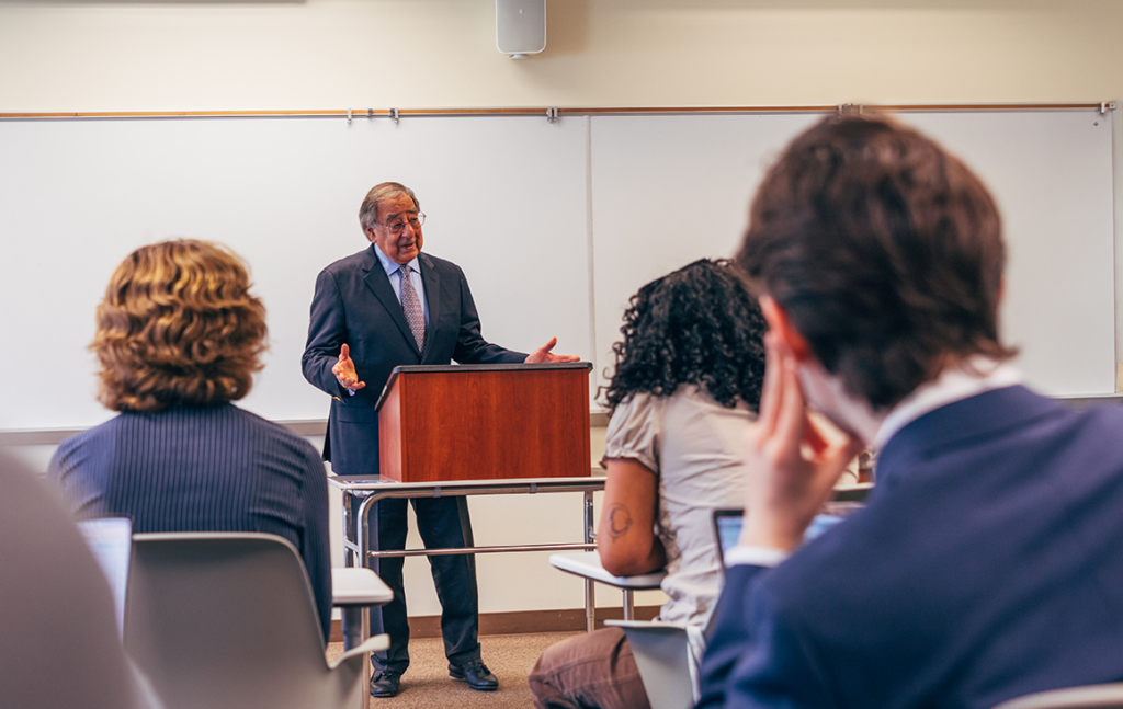 Leon Panetta ’60, J.D. ’63 tells Santa Clara students ‘Leadership is about taking risks’