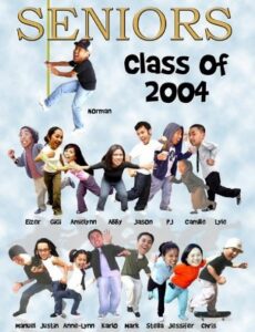 A 2004 flyer featuring the Class of 2004 members of the SCU Filipino club, Barkada.